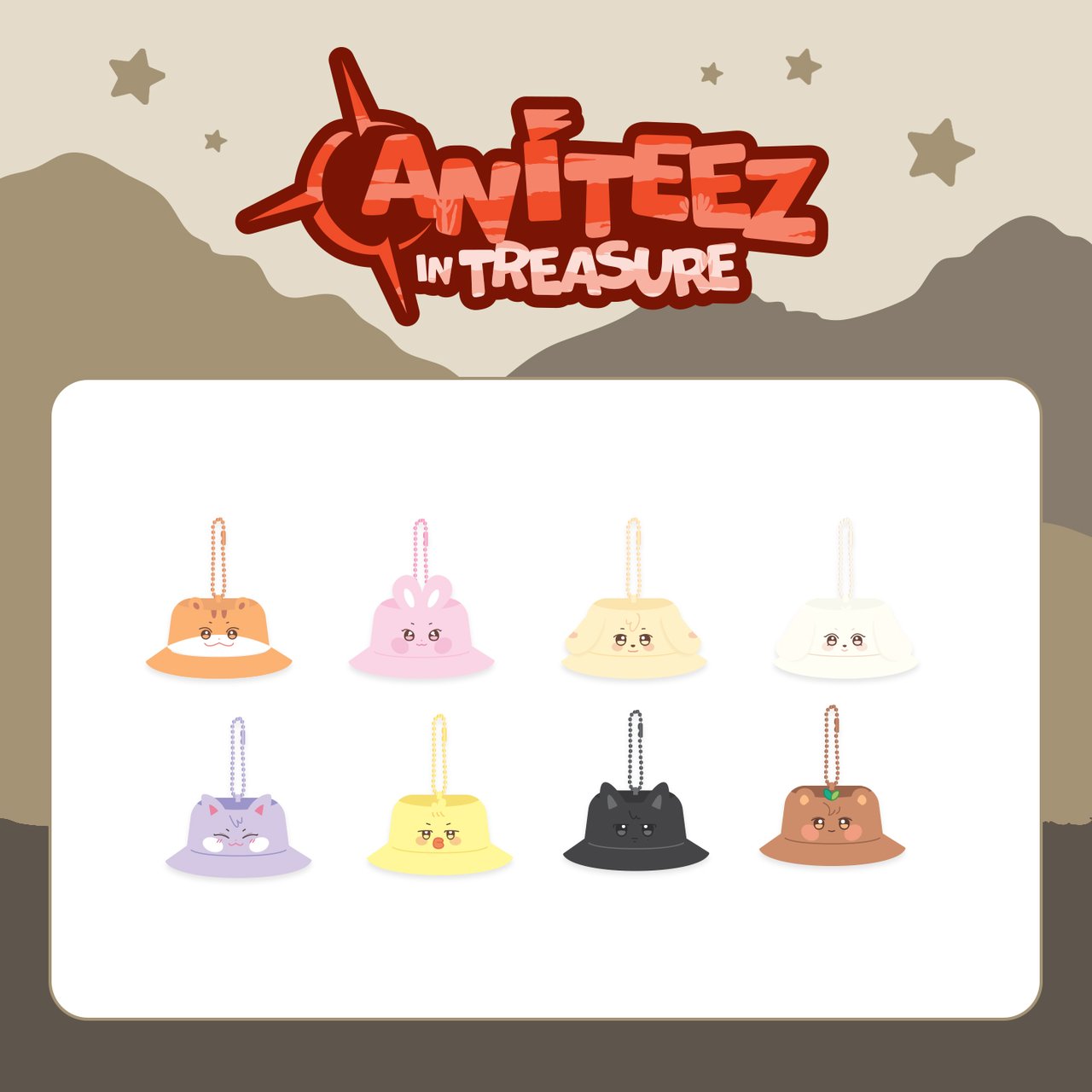 ATEEZ - OFFICIAL MD [ANITEEZ IN TREASURE] BUCKET HAT KEYRING